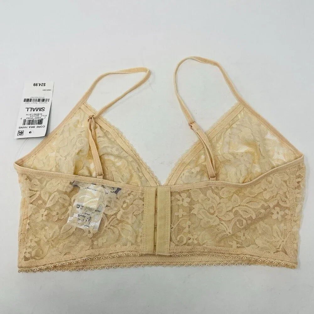 INC International Concepts Womens Small Lace Bralette Lingerie Almond Latte 2686